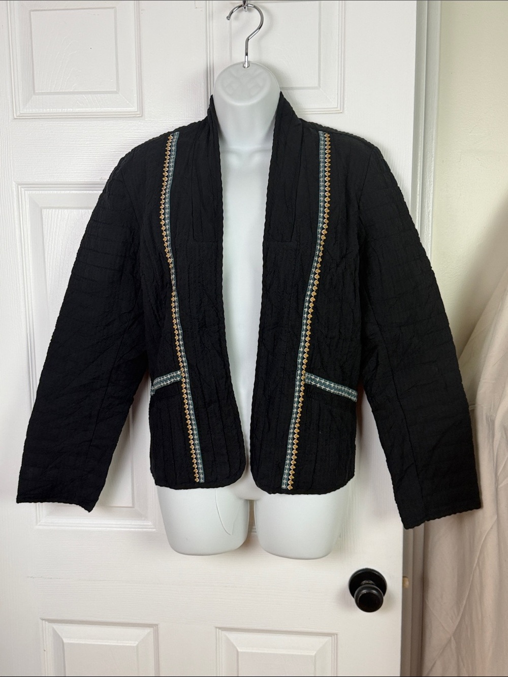 Pure Jill seersucker quilted open jacket by J.Jill